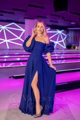 Синее вечернее платье в пол KIARA для выпускного, свадьбы ❋Вечерние платья  люкс ОПТ 2022 ❋Производитель Валентина Гладун, Украина