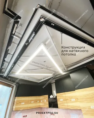 Трехуровневый натяжной потолок на кухне
