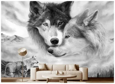 Фотообои на стену флизелиновые Модный Дом \"Волк и волчица\" 400x270 см  (ШxВ), в спальню, гостиную — купить в интернет-магазине по низкой цене на  Яндекс Маркете