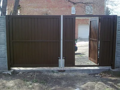 Откатные ворота с калиткой (id 43071998)