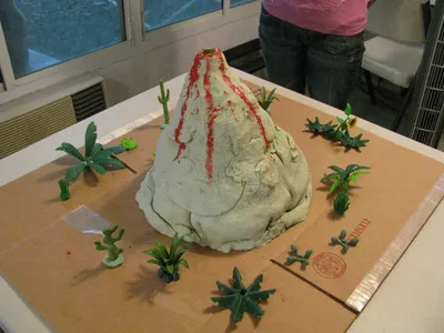 Модель вулкана: горы для детей своими руками, макет в разрезе