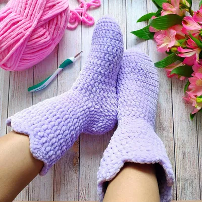 Домашние носки-сапожки схема крючком | Hi Amigurumi