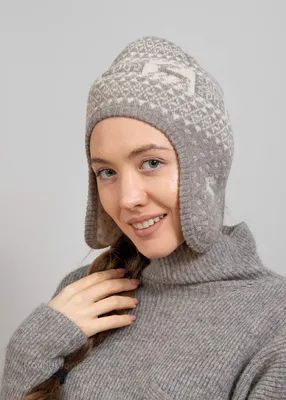 Женская шапка с ушками шерсть яка | Купить в Москве, СПб