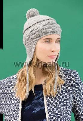 Женская шапка с ушками с описанием и схемами - Вяжи.ру