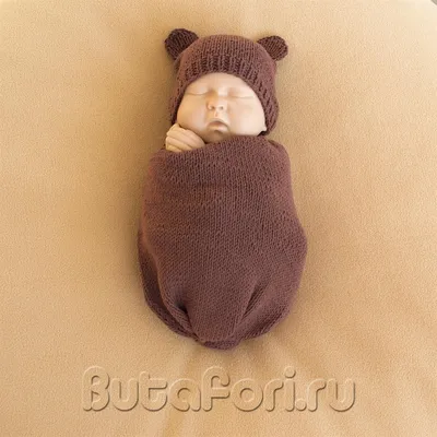 Купить Кокон и шапочка Мишка для фотосессии новорожденных за 1 300 руб.