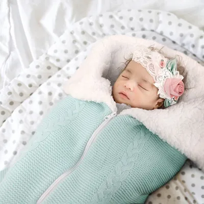 Детские спальные мешки, зимний уличный вязаный Конверт для новорожденных,  пеленка, одеяло для коляски, плотный кокон, теплое одеяло для младенцев,  спальный мешок - купить по выгодной цене | AliExpress