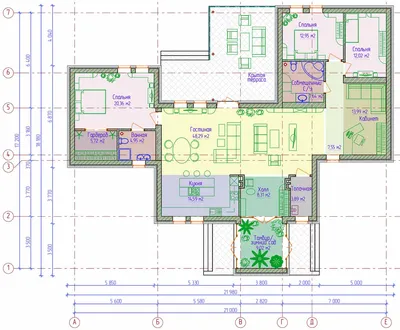 Проекты домов от Евгения Мороза: №114-01. Готовый проект: П-образный дом с  односкатной крышей (168 м2)