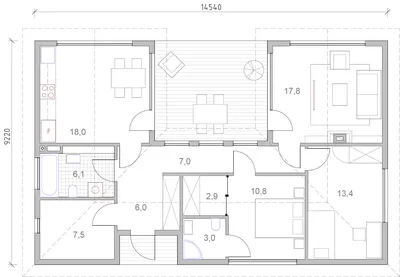 Кипарис 100м2 1эт П-образный план / Типовой / Выбрать дом