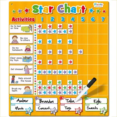 Таблица наград Fiesta Crafts Star Reward Chart — Мотивационное магнитное поведение. Таблица домашних дел для детей, малышей, мальчиков и девочек с более чем 200 звездами.