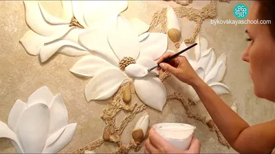 Master-class \"Magnolia bas-relief\" made of gypsum putty by own hands -  YouTube