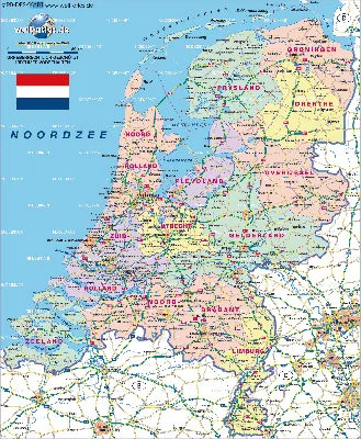 Нидерланды на подробной карте мира и Европы