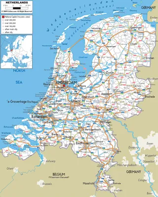 Большая карта автодорог Нидерландов. Голландия – большая карта  автомобильных дорог | Auto-Maps.com | Карты всех стран мира