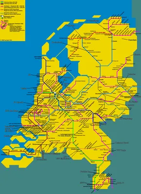 Детальная карта поездов Нидерландов (Голландия) | Нидерланды | Европа |  Maps of the World | Карты всех регионов, стран и территорий Мира