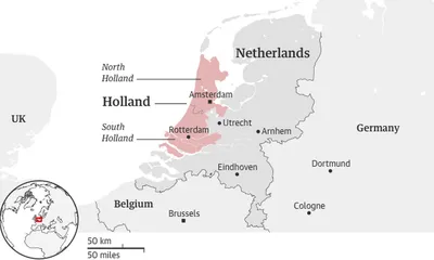 Подробная карта нидерландов | Премиум векторы