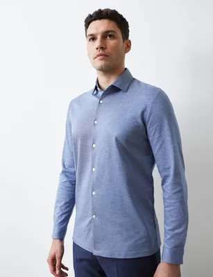 Мужская рубашка голубая трикотажная с длинным рукавом – купить в Туле в  интернет-магазине englishop.ru