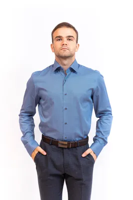Рубашка мужская GROSTYLE синяя , Рубашка мужская GROSTYLE синяя купить от 3  590 руб. в магазине мужской одежды Bright Men