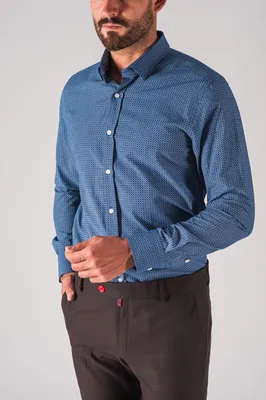Синяя мужская рубашка с принтом. Арт.:5-702-3 – купить в магазине мужской  одежды Smartcasuals