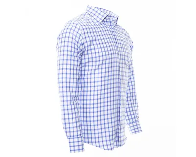 SL 6478 Бело-голубая рубашка в клетку с длинным рукавом - Рубашки на все  случаи жизни