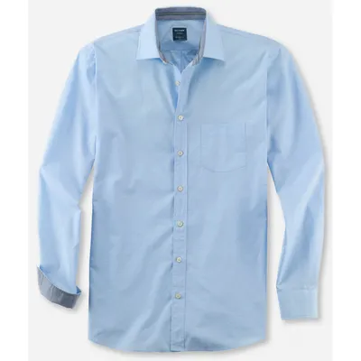 Рубашка мужская Olymp Casual 40761411, Modern fit, хлопковая голубая купить  в Москве в интернет-магазине SHOP4BIG - цена, фото, описание