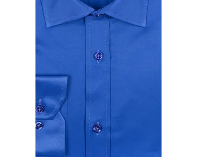 Ярко-синяя однотонная классическая рубашка SL 1050-A - Рубашки на все  случаи жизни