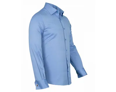 SL 1045-C Голубая рубашка с французским манжетом и запонками - Рубашки на  все случаи жизни