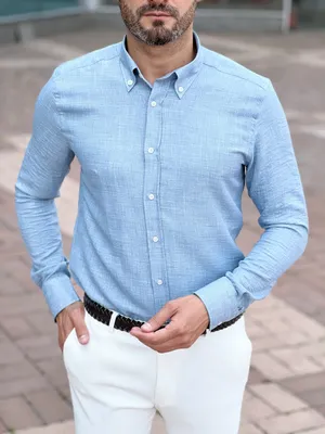 Голубая мужская рубашка. Арт.: 3875 – купить в магазине мужской одежды  Smartcasuals