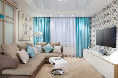 Синие шторы в интерьере гостиной (фото) | Блог о ремонте и дизайне интерьера