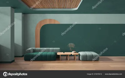 Гостиная в бирюзовых тонах: интерьер комнаты с шторами, обоями и диваном,  фото зала