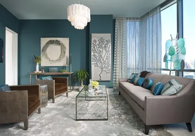 Голубая гостиная: выбор мебели и отделка комнаты, правила дизайна интерьера