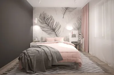 Серо-розовая спальня: цвет штор, фотографии примеров дизайна комнаты