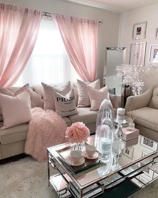 Розовый цвет в гостиной - 66 фото