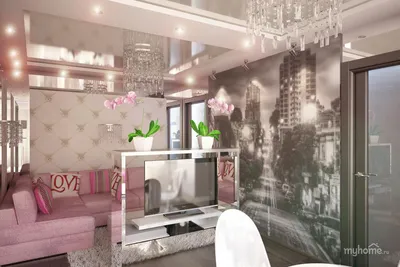 Интерьер гостинной в серо-розовых тонах » Картинки и фотографии дизайна  квартир, домов, коттеджей