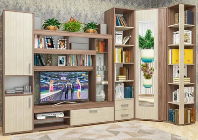 Модульная гостиная СИТИ - 4 с пеналом, стеллажом и угловым шкафом - купить  в Коломне- Мебельный салон Янтарь