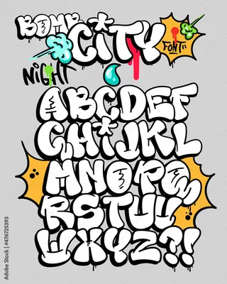 Vector white letters set. Graffiti sketch style font Stock Vector | Adobe  Stock