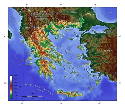 Большая физическая карта Греции | Греция | Европа | Maps of the World |  Карты всех регионов, стран и территорий Мира