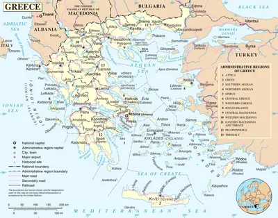 Карта Греции на русском языке с островами и городами. Греция на карте мира  — Туристер.Ру