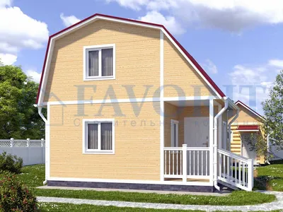 Двухэтажный каркасный дачный дом 4x4 с террасой и верандой 1,5x2
