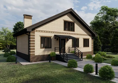 Проект дома с двускатной крышей | Архитектурное бюро \"Беларх\" - Авторские  проекты планы домов и коттеджей