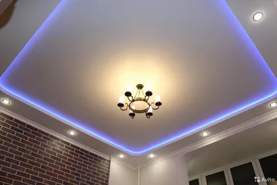 Двухъярусный потолок из гипсокартона с подсветкой - 75 фото