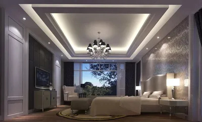 Двухъярусный потолок из гипсокартона с подсветкой - 75 фото