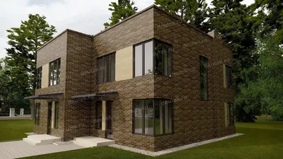 Проект двухэтажного дома из кирпича - DTV100299