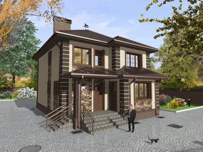 Проект двухэтажного дома \"B-273-ТП\" из кирпича 138.35 кв.м., 9 X 12 - план,  цена, фото | Houmy