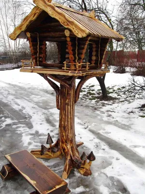 Кормушка декоративная - Bird house wood carving | Кормушка для птиц,  Скворечник, Самодельные кормушки