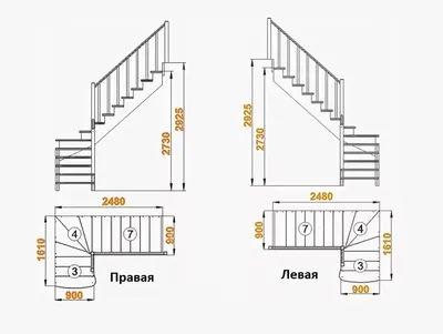 Деревянная лестница с забежными ступенями К-001М/2, цена от 49990 рублей —  Латель®