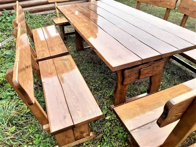 Деревянный стол из массива древесины 2000*1000 + 6 лавок от производителя,  цена 24949 грн — Prom.ua (ID#1319416050)