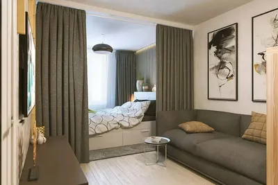 Спальня в однокомнатной квартире: как отделить место, примеры дизайна с фото