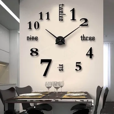 Настенные 3d часы \"римские цифры\" (цвета: черный,золотой, серебряный)  купить по цене 1400 ₽ в интернет-магазине KazanExpress
