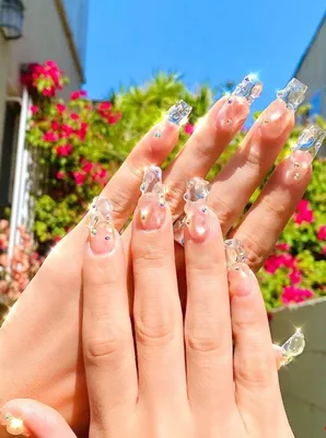 Soft pink and 3d flower press on nails | Press On Nails - Get Press On Nails