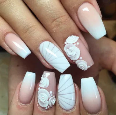 Frost White Blooms Press On Nails with Crystals and 3D White Flowers Luxury  Handmade Nails Fake Nails – OMG NAILS