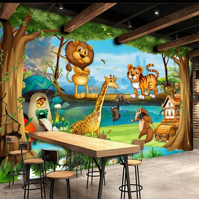 Фреска детская комната спальня красивый мультяшный лес фоновая картина  Настенный декор детские обои настенная живопись – купить по низким ценам в  интернет-магазине Joom